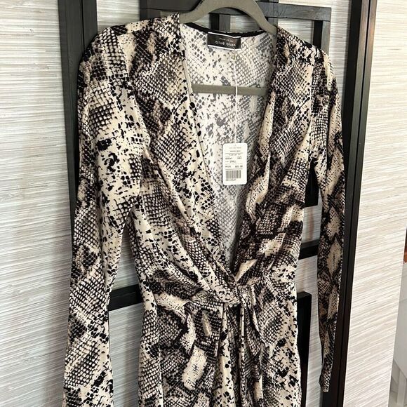 NWT blue blush python cream black long sleeve tunic top mini dress size small - Picture 7 of 7